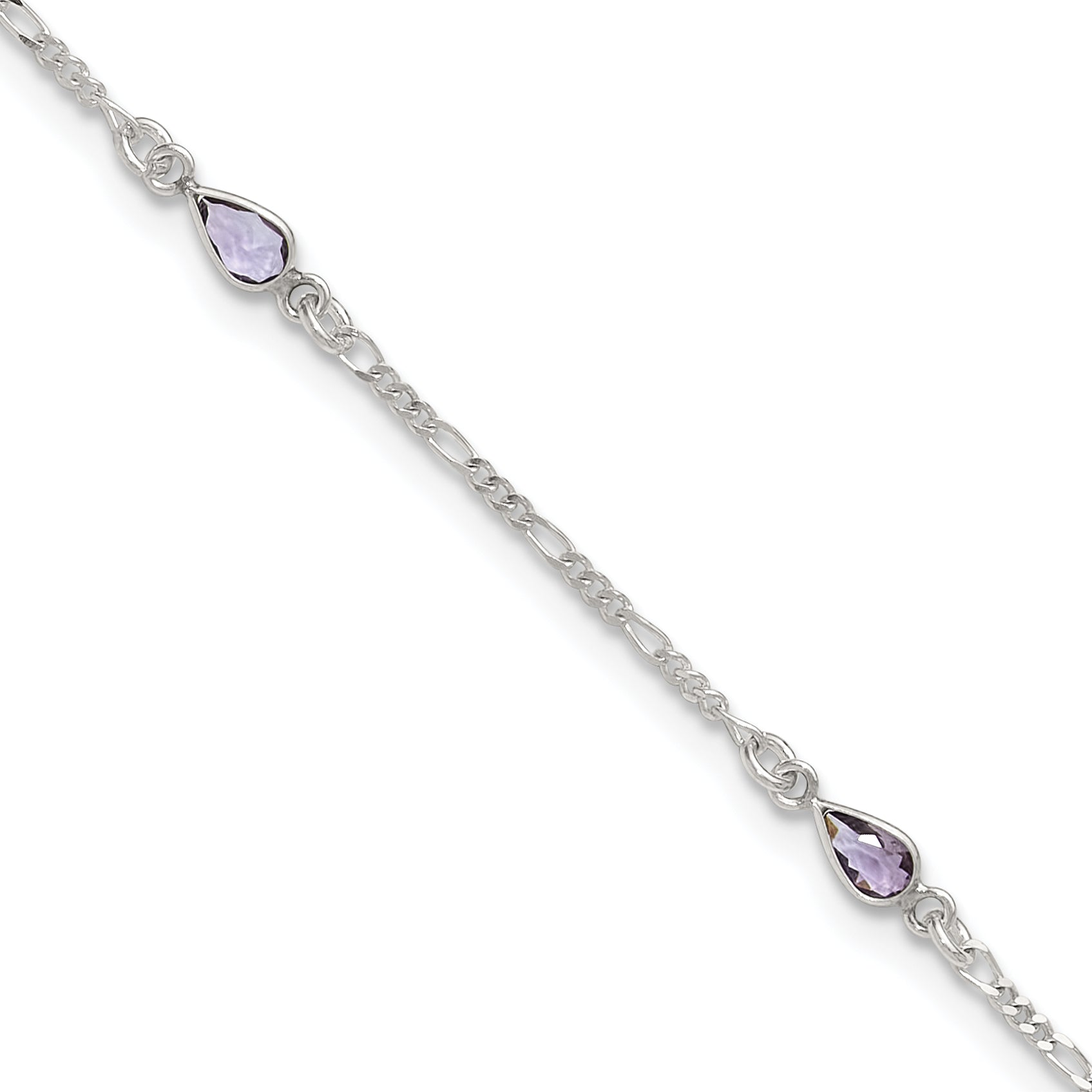 Sterling Silver Purple Glass Anklet Main image