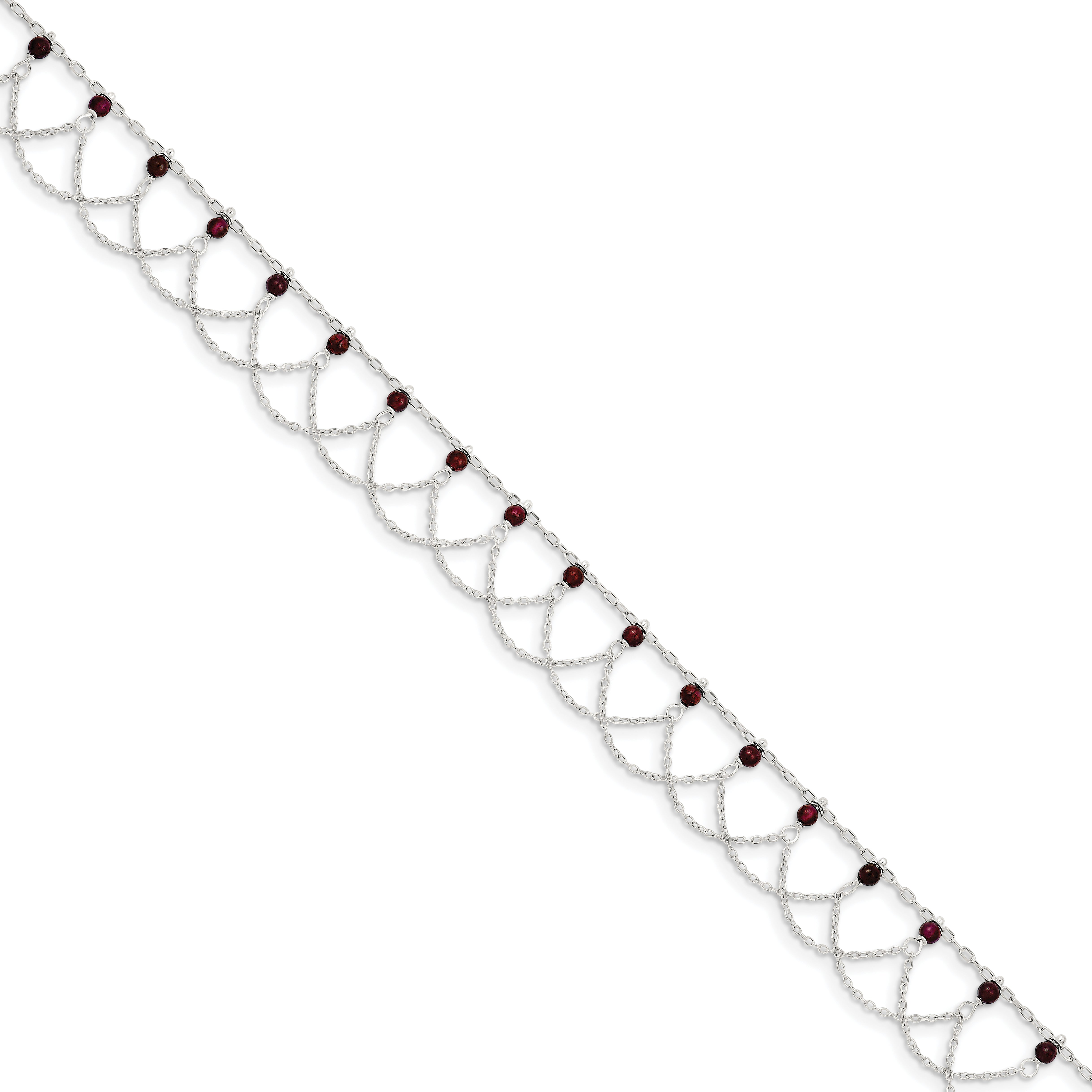 Sterling Silver Rhodolite Garnet Anklet