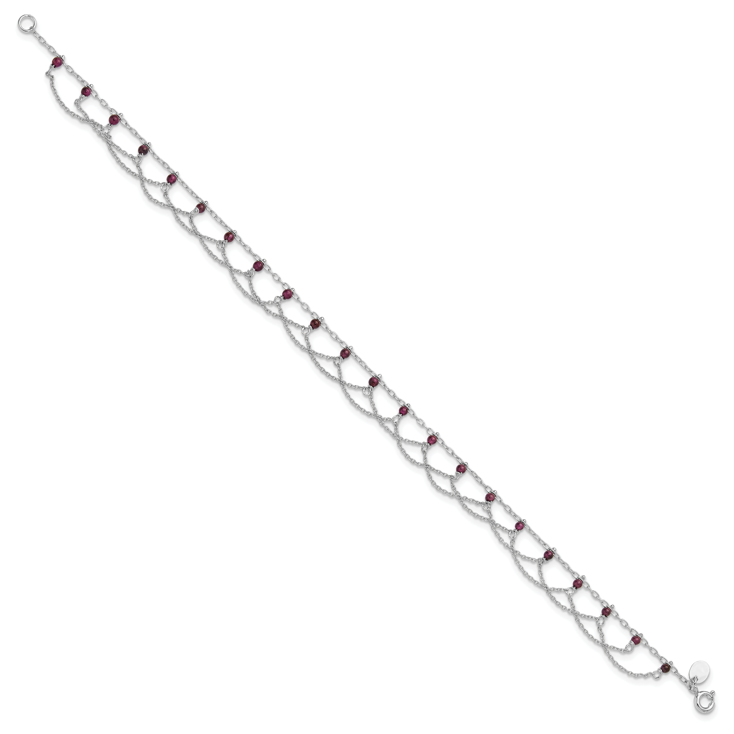 Sterling Silver Rhodolite Garnet Anklet Secondary image
