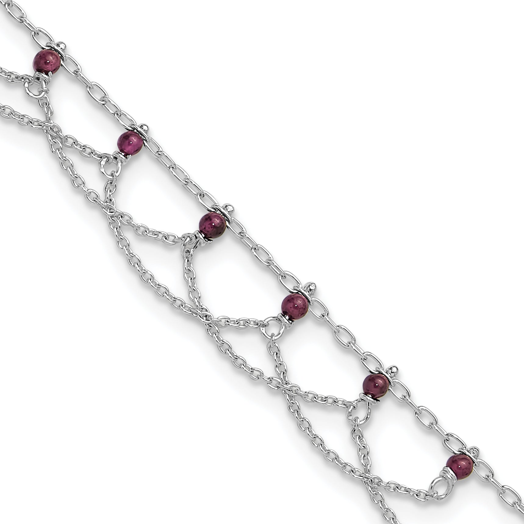 Sterling Silver Rhodolite Garnet Anklet Main image