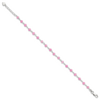 Sterling Silver Pink Glass Bead with Heart Dangle 8 inch Plus 1 inch Extender - Total 9 inch Anklet