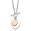 Sterling Silver With Rose gold-plat Engraveable Double Heart Toggle Necklace