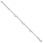 Sterling Silver Heart Childs 6 Inch Plus 1 Inch Ext. Bracelet