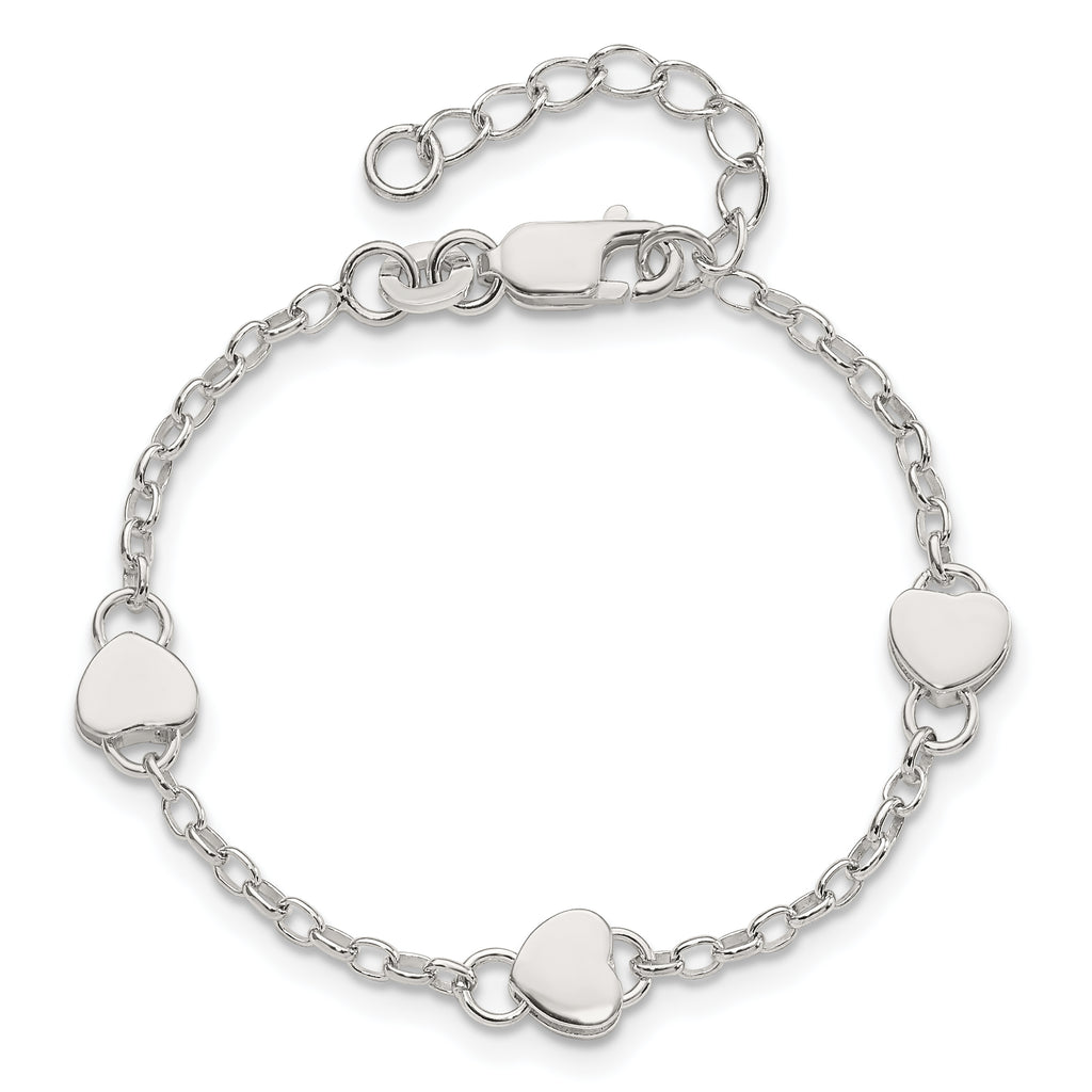 Sterling Silver Heart Childs 6 Inch Plus 1 Inch Ext. Bracelet