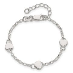 Sterling Silver Heart Childs 6 Inch Plus 1 Inch Ext. Bracelet