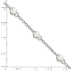 Sterling Silver Heart Childs 6 Inch Plus 1 Inch Ext. Bracelet