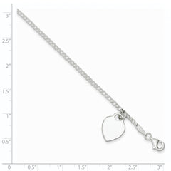 Sterling Silver Engraveable Heart 6 in Childs Bracelet