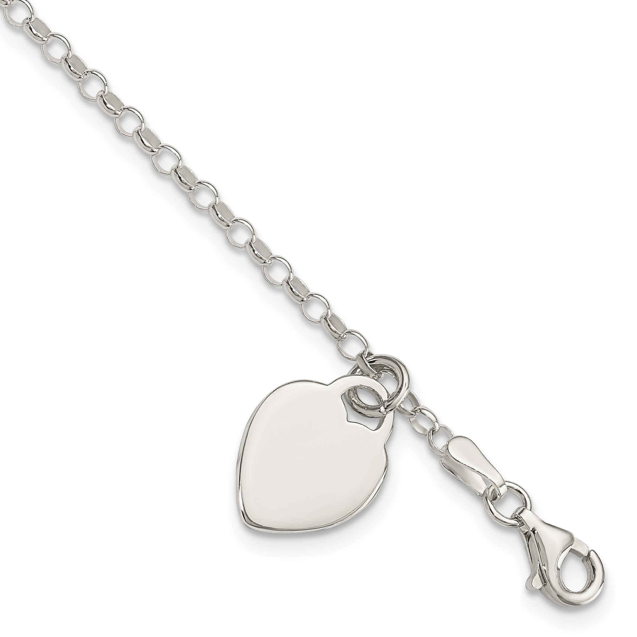 Sterling Silver Engraveable Heart 6 in Childs Bracelet Main image