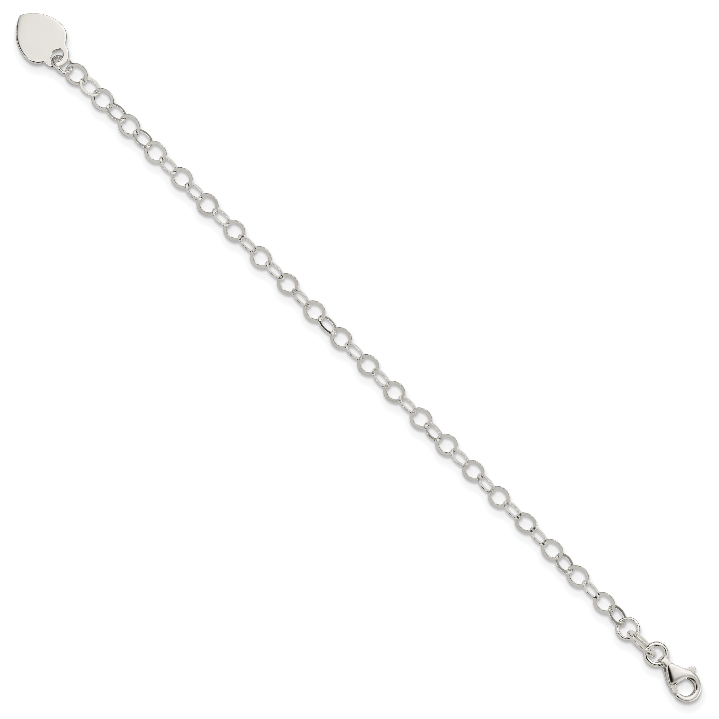 Sterling Silver Engraveable Heart Charm Bracelet