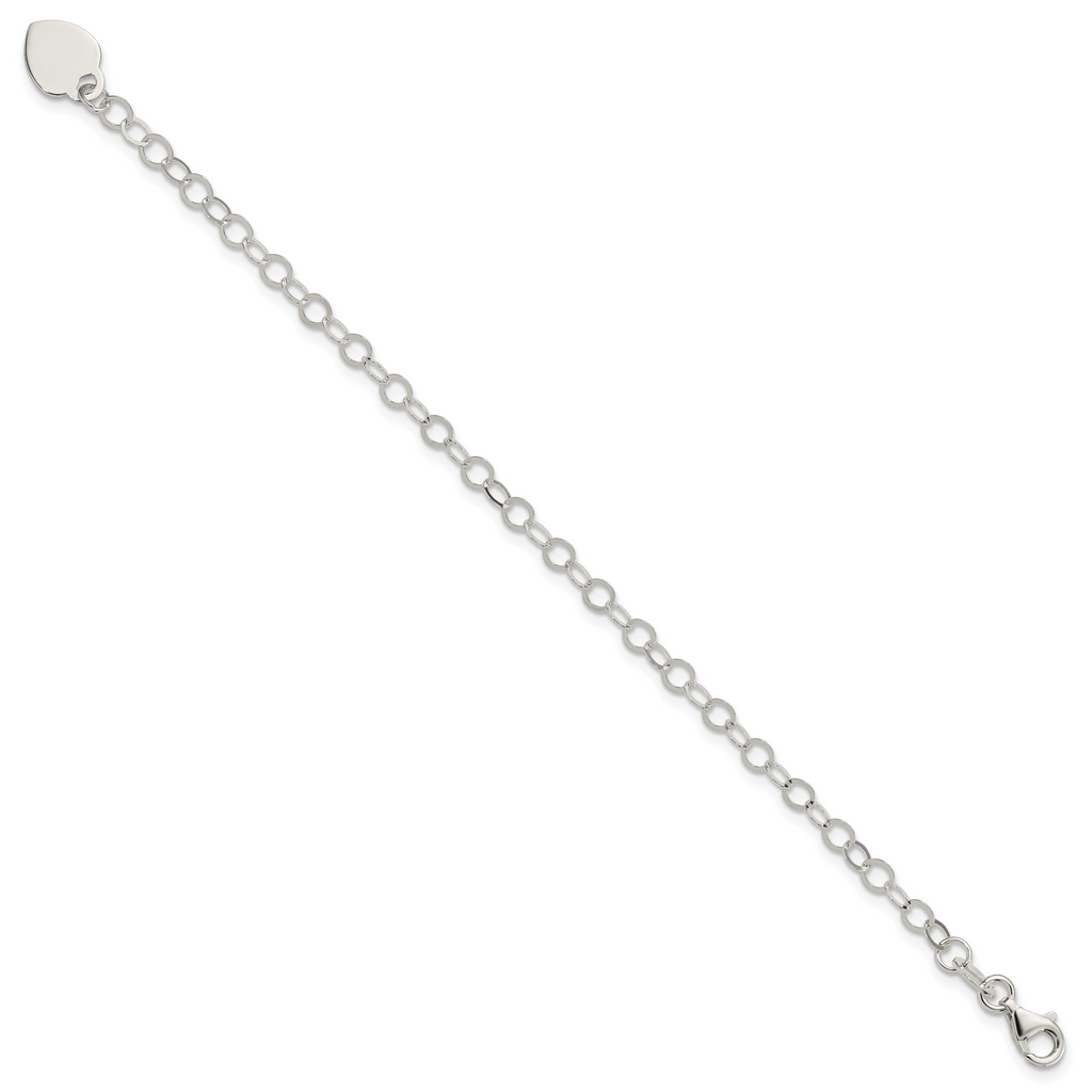 Sterling Silver Engraveable Heart Charm Bracelet