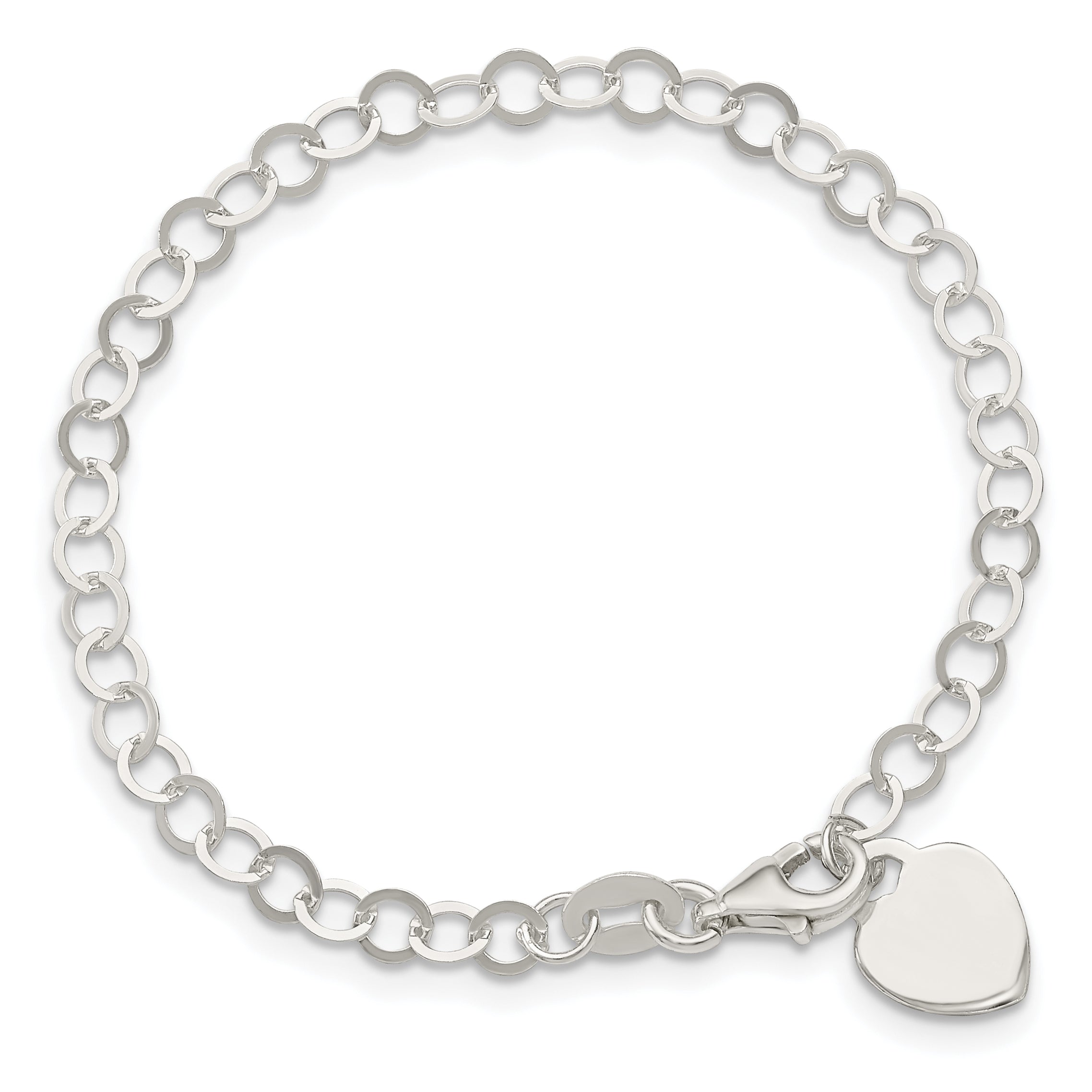 Sterling Silver Engraveable Heart Charm Bracelet
