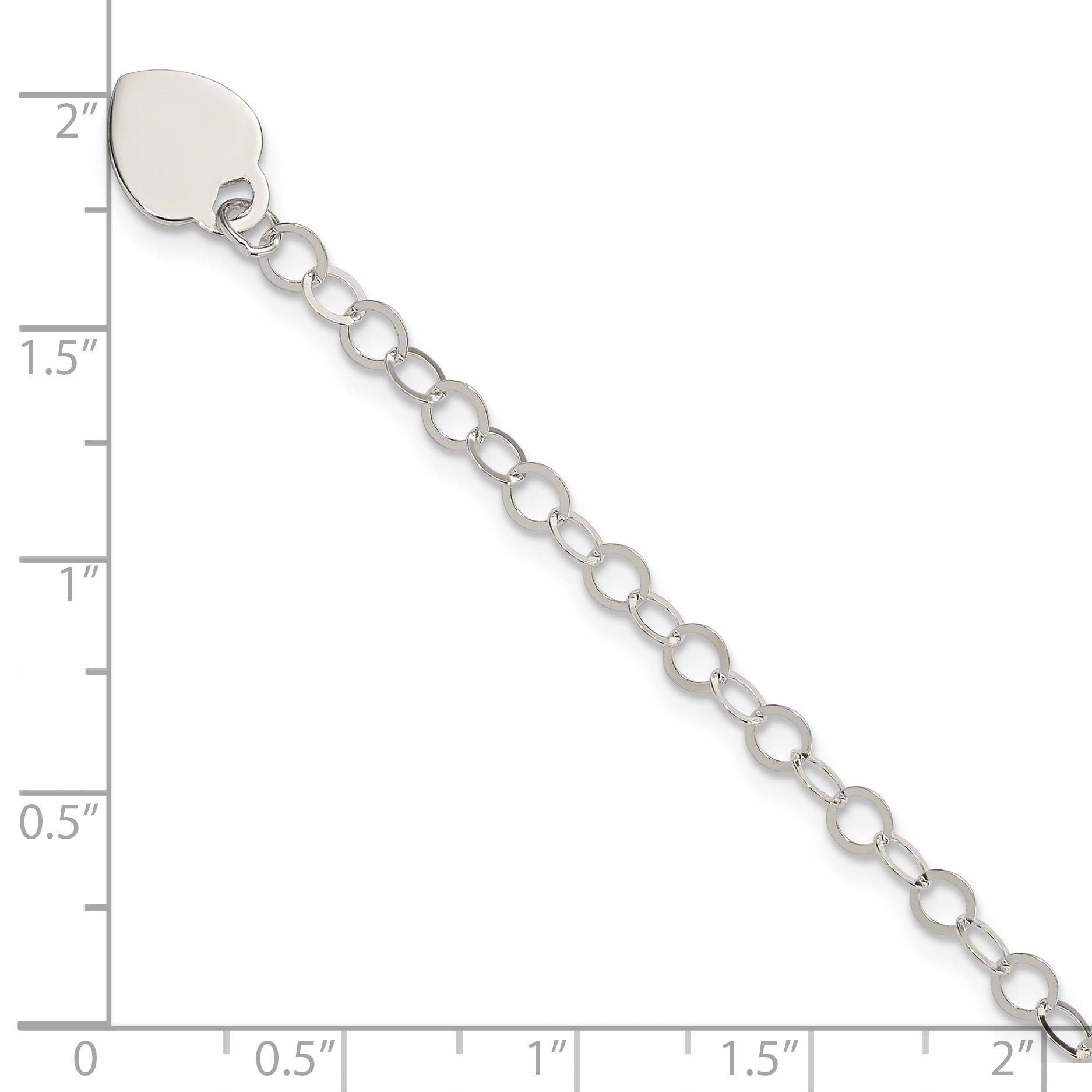 Sterling Silver Engraveable Heart Charm Bracelet