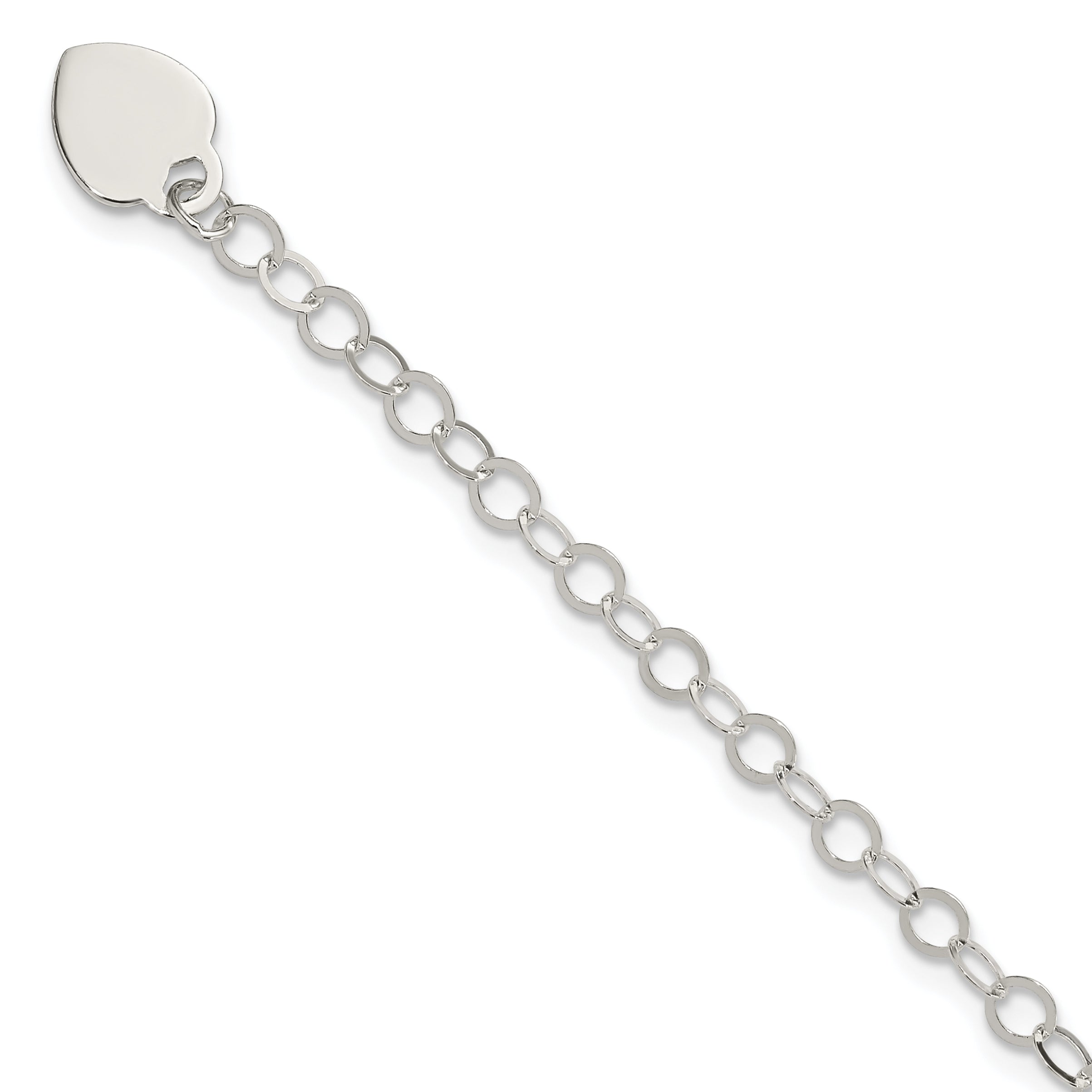 Sterling Silver Engraveable Heart Charm Bracelet Main image