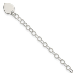 Sterling Silver Engraveable Heart Charm Bracelet