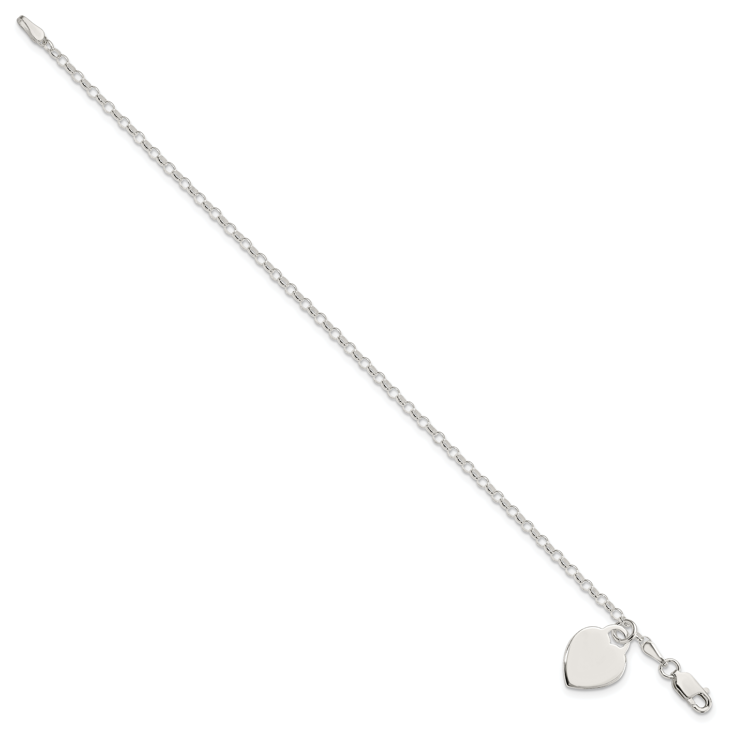 Sterling Silver Engraveable Heart Charm Bracelet Secondary image