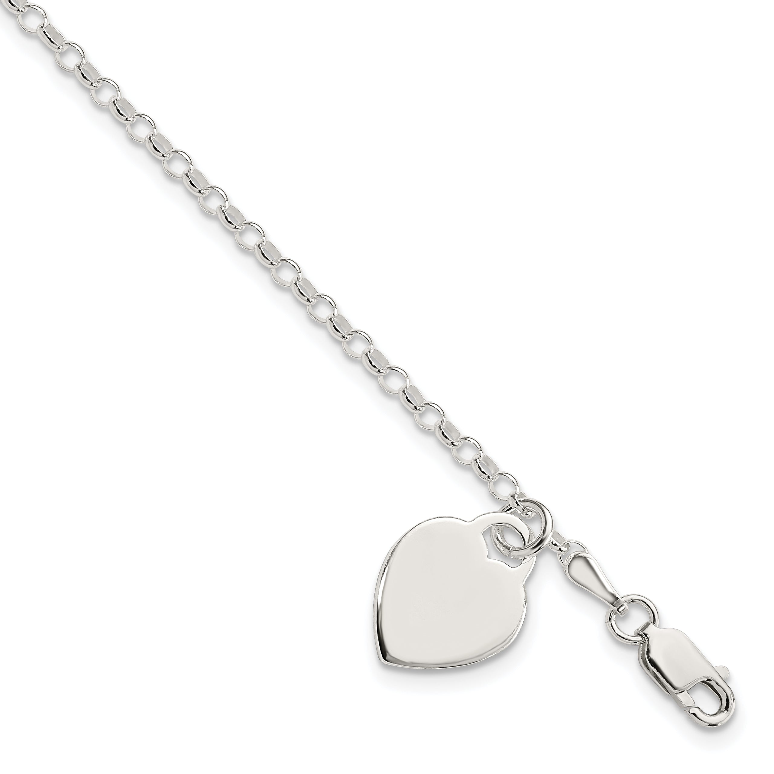 Sterling Silver Engraveable Heart Charm Bracelet Main image