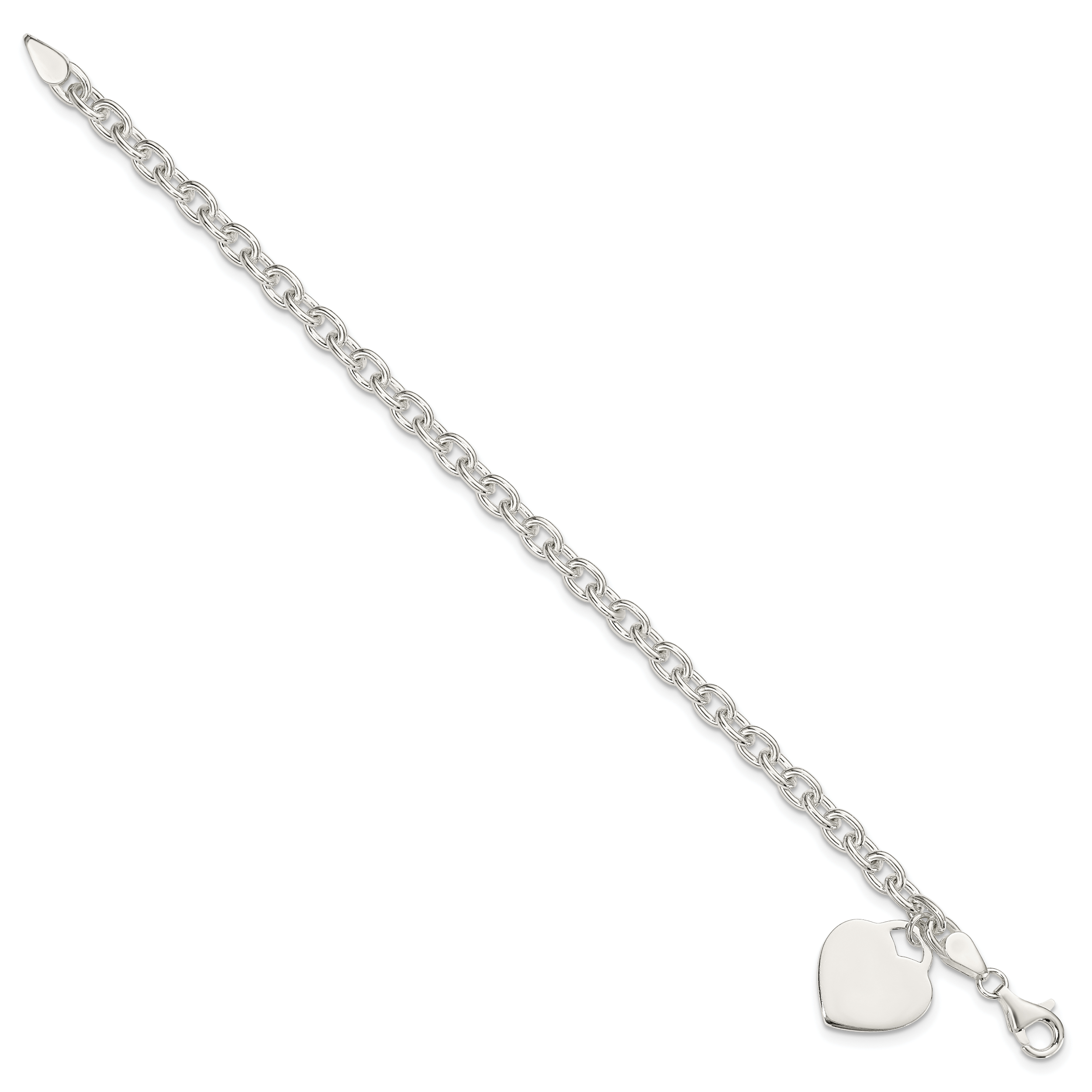 Sterling Silver 1.5mm Engraveable Heart Charm Bracelet Secondary image