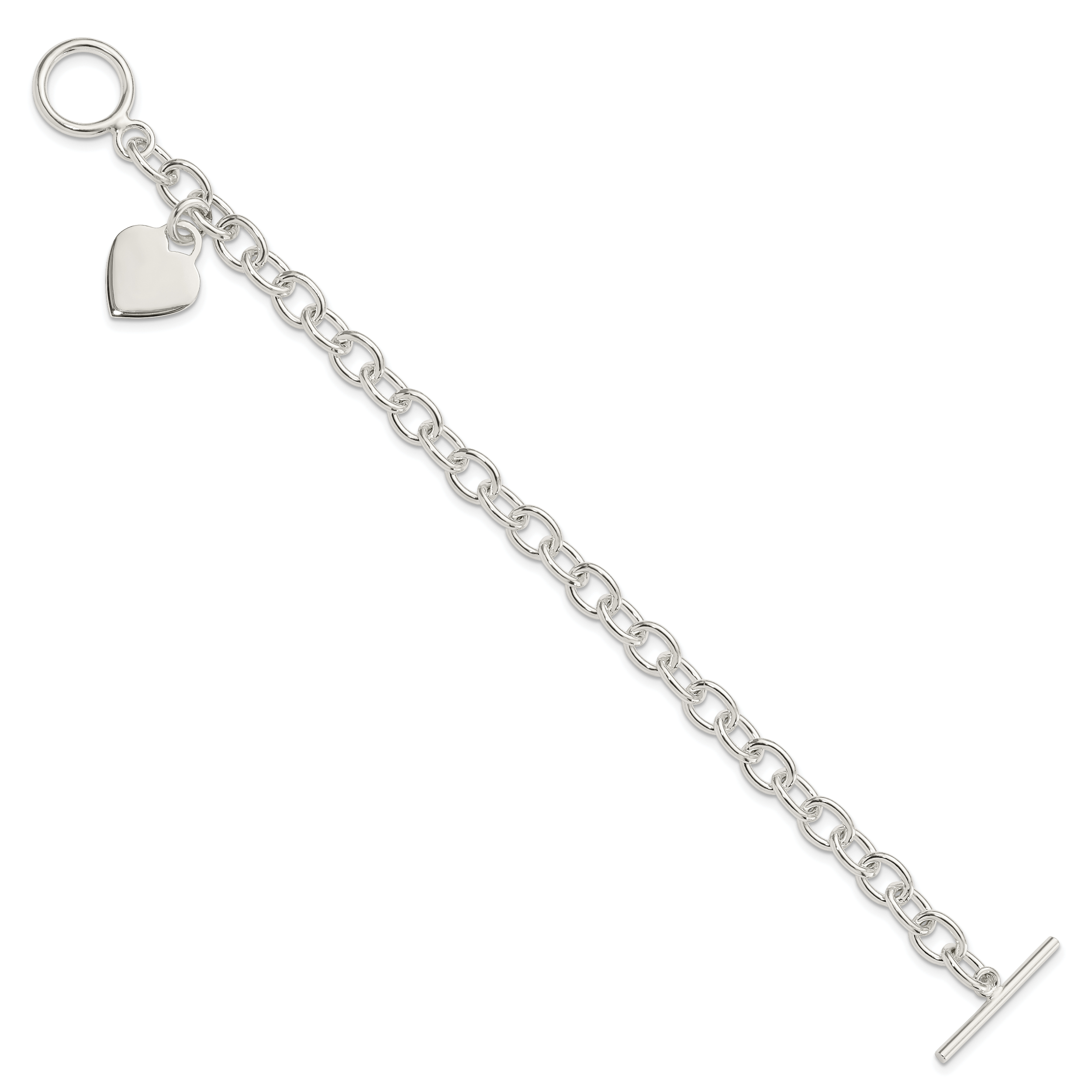 Sterling Silver Dangling Engraveable Heart Charm Bracelet Secondary image