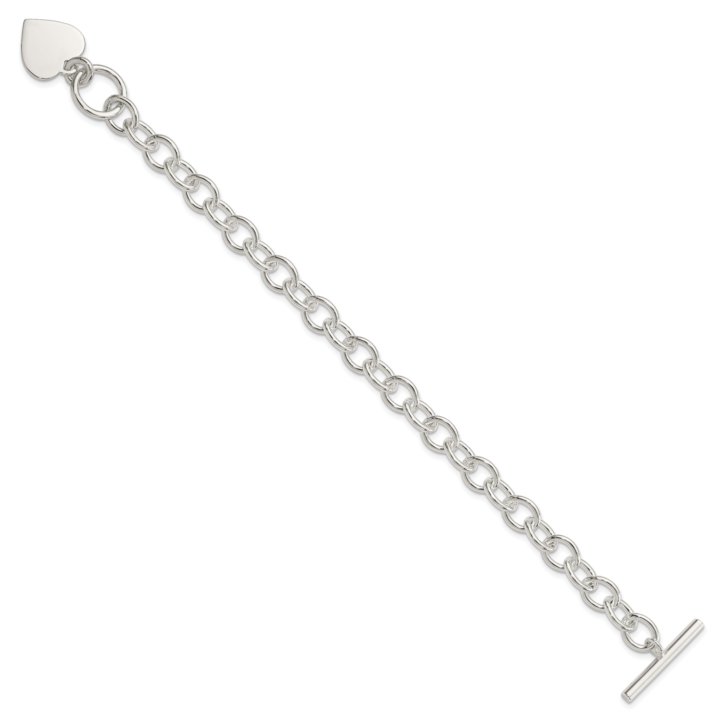 Sterling Silver Engraveable Heart Fancy Link Bracelet Secondary image