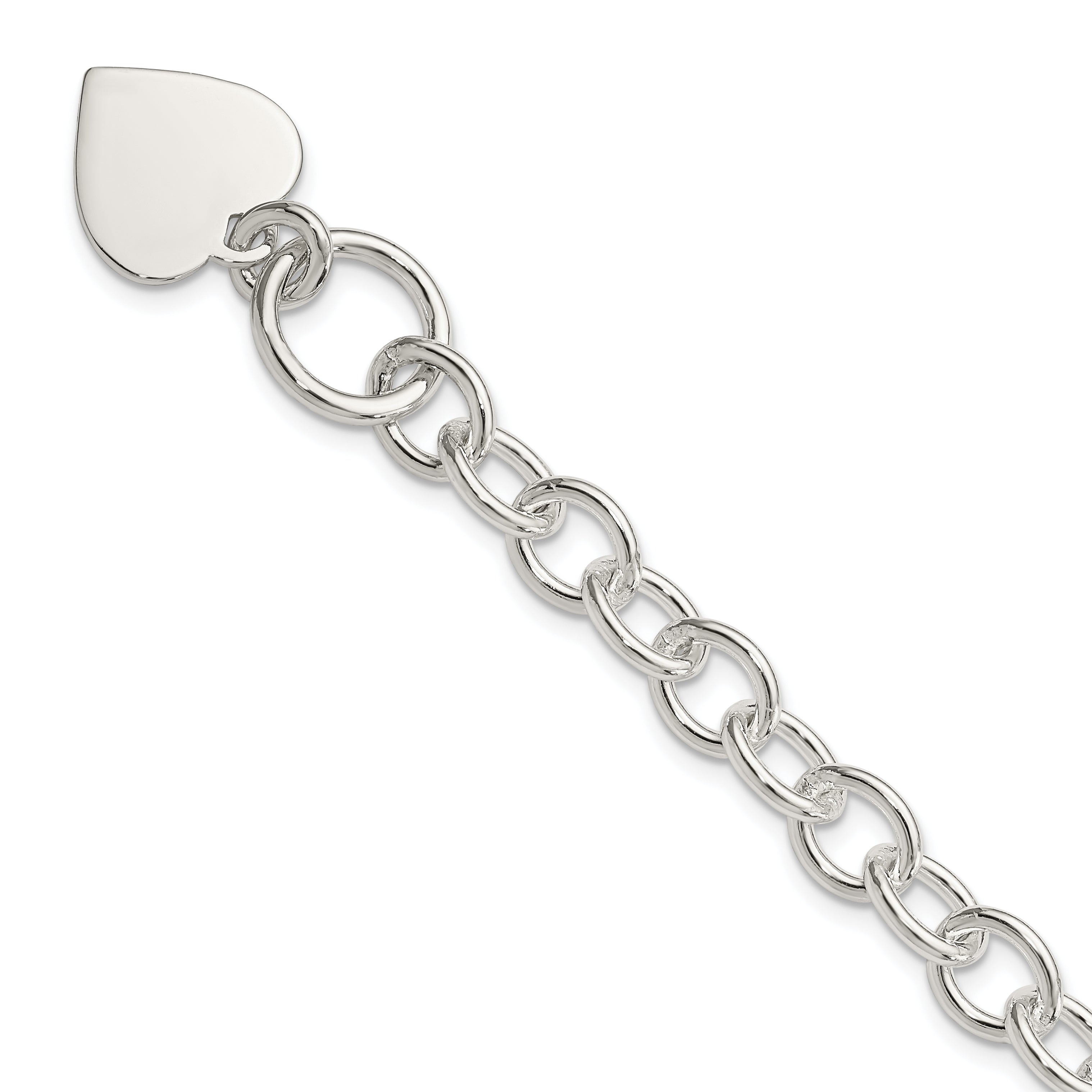Sterling Silver Engraveable Heart Fancy Link Bracelet Main image