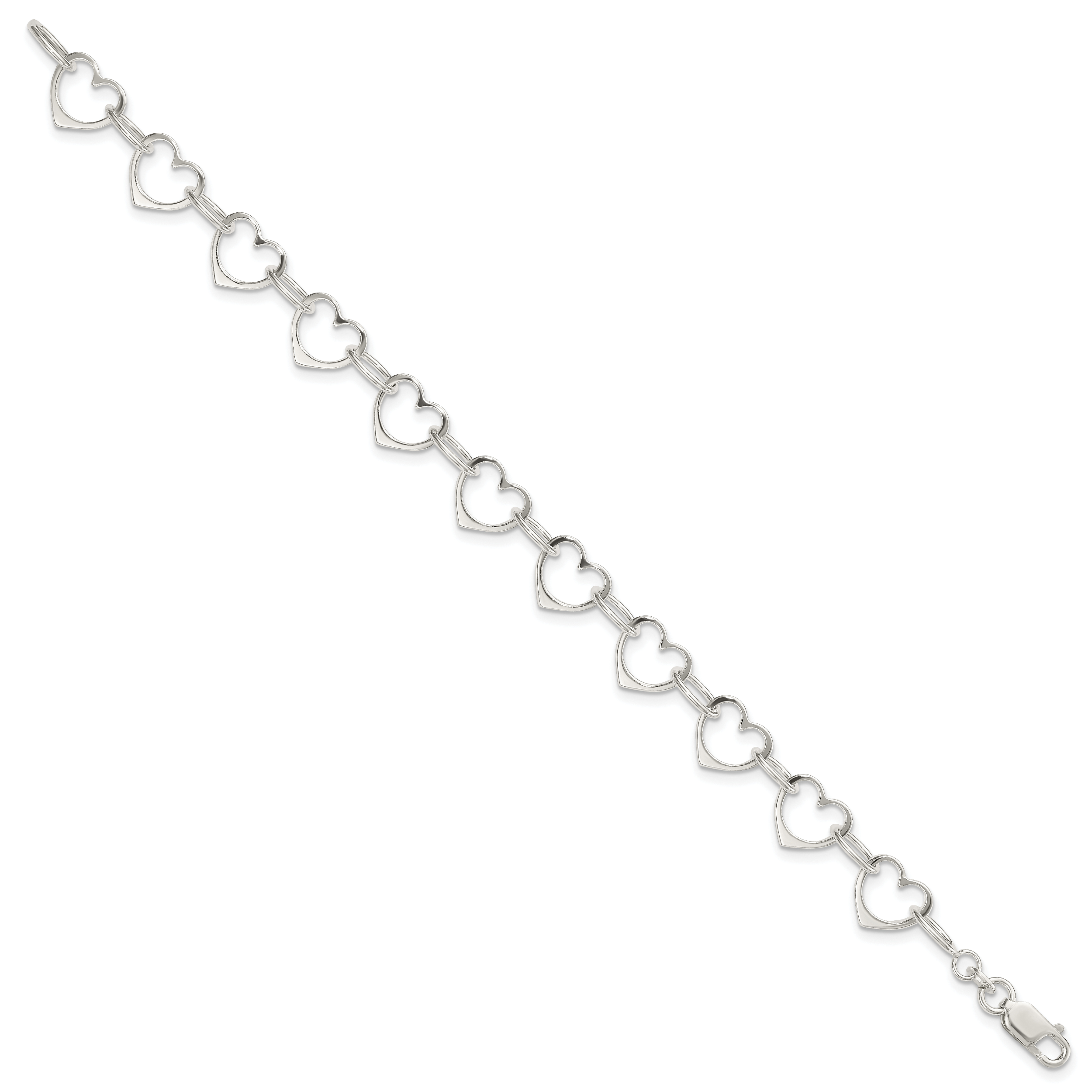 Sterling Silver Heart Link Bracelet Secondary image