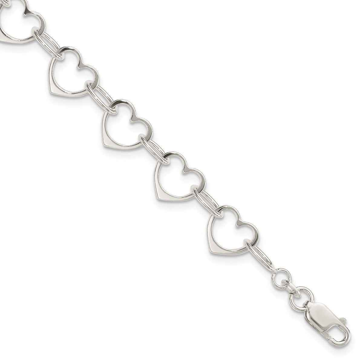 Heart Link Station Bracelet in Sterling Silver - Sophia Jewelers Main image