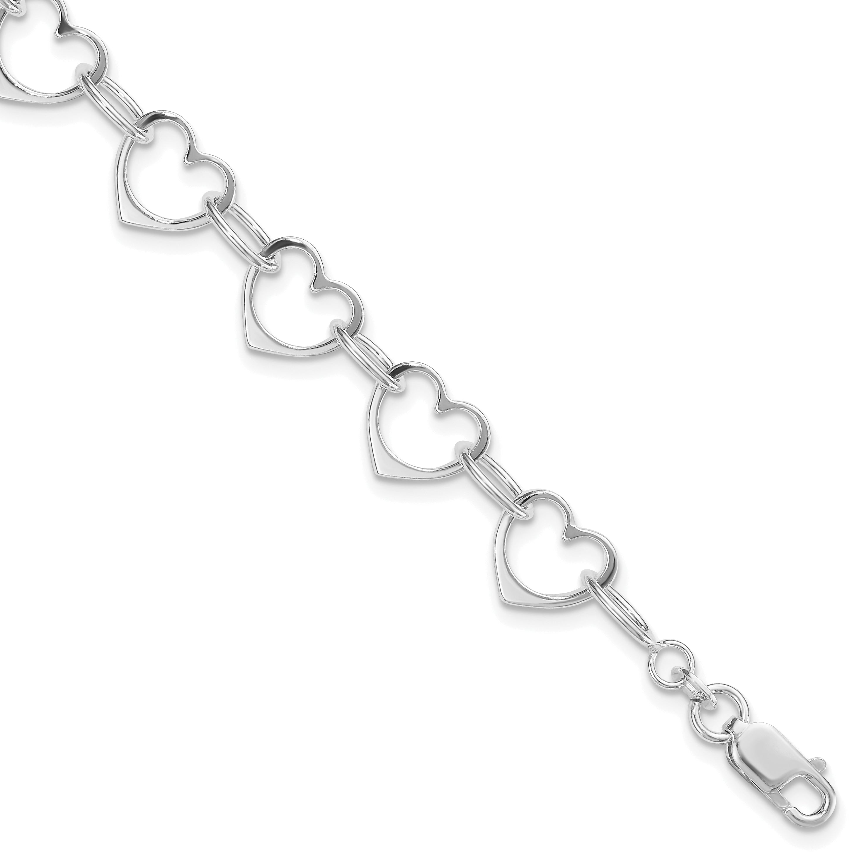 Sterling Silver Rhodium-plated Heart Link Bracelet Main image