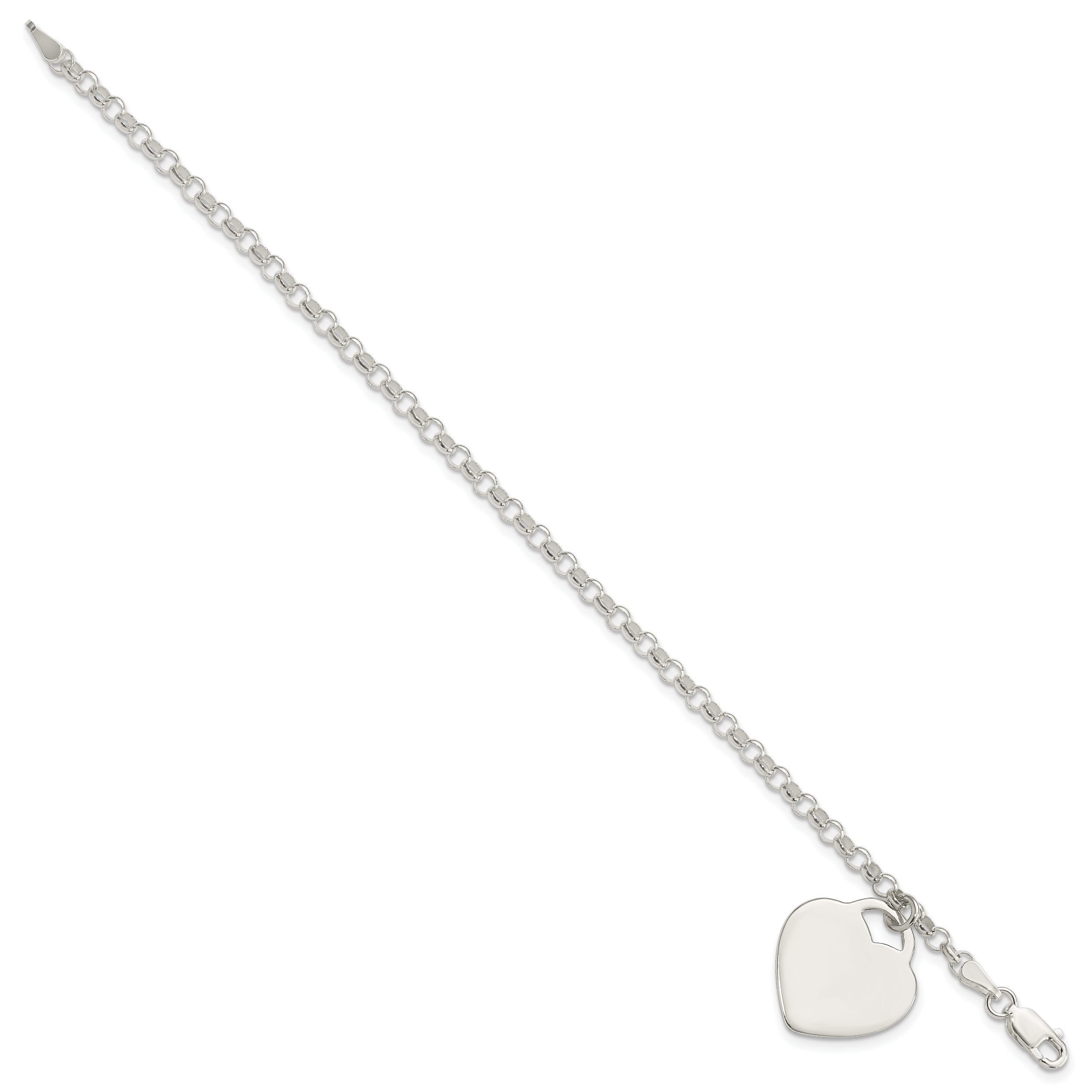 Sterling Silver Engraveable Heart Charm Bracelet Secondary image