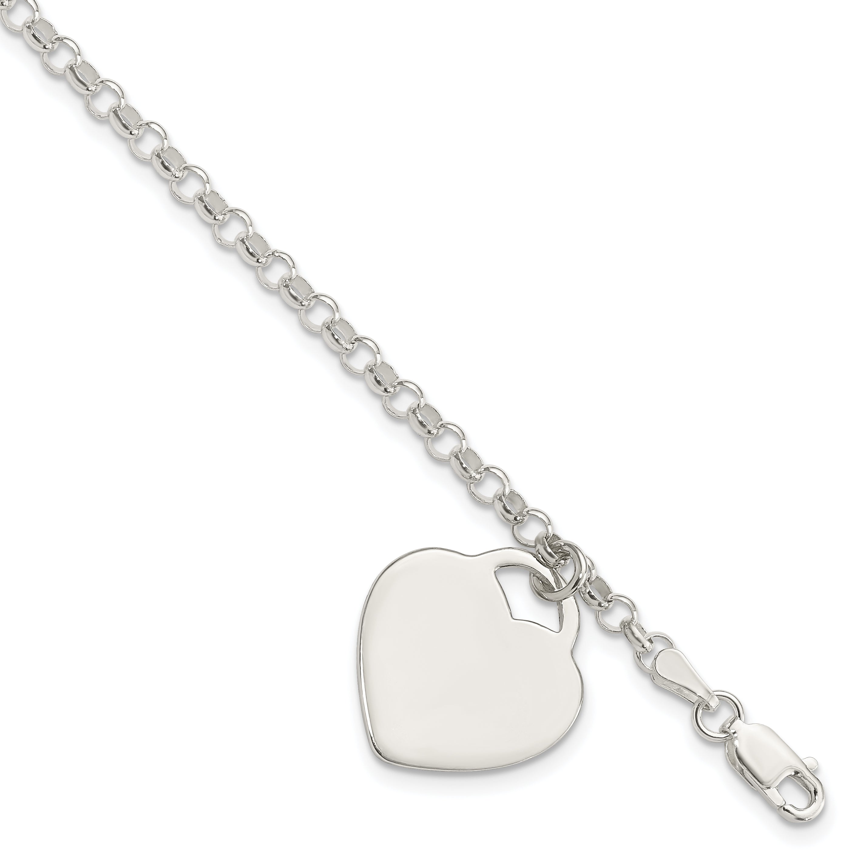 Sterling Silver Engraveable Heart Charm Bracelet Main image