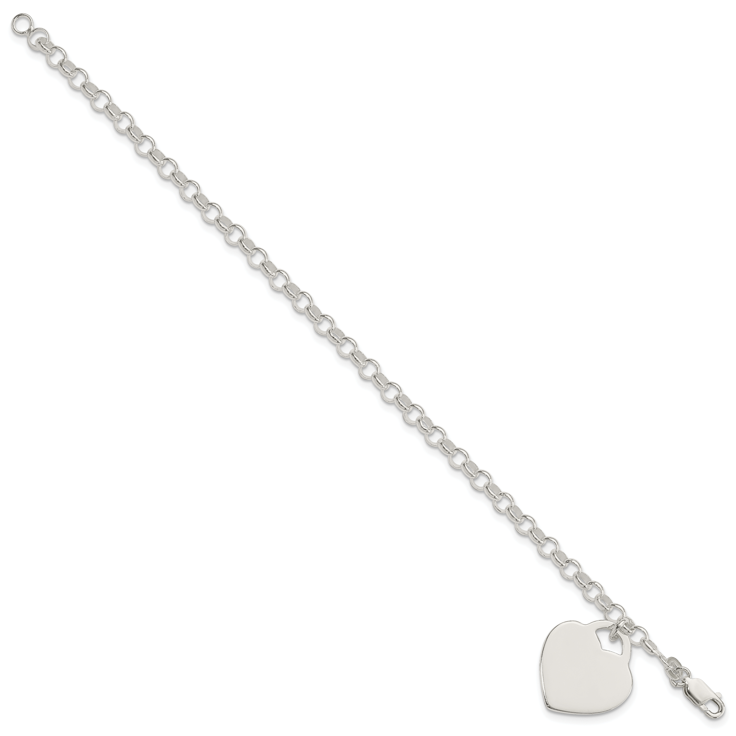 Sterling Silver Polished Engraveable Heart Bracelet Secondary image