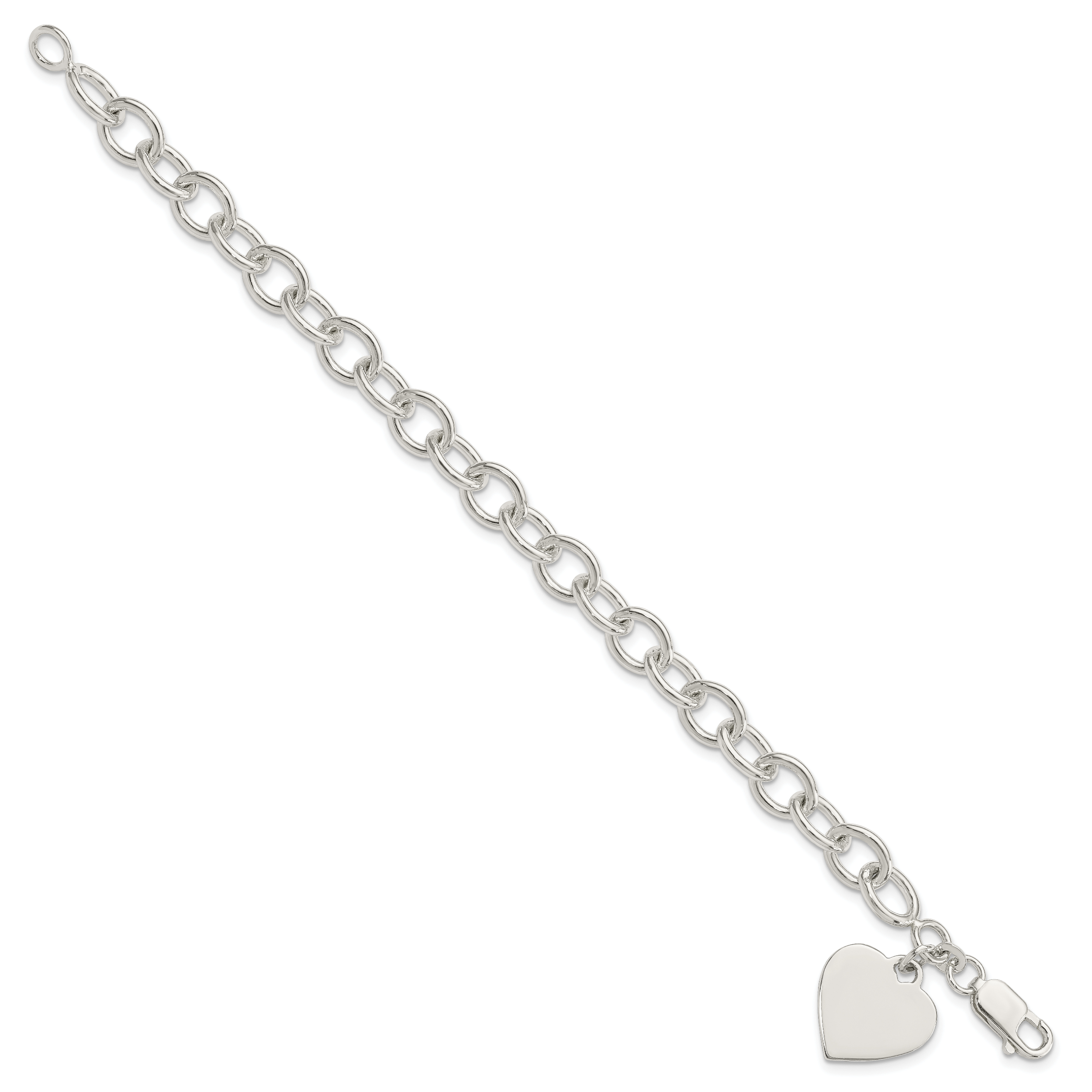 Sterling Silver Engraveable Heart Fancy Link Bracelet Secondary image