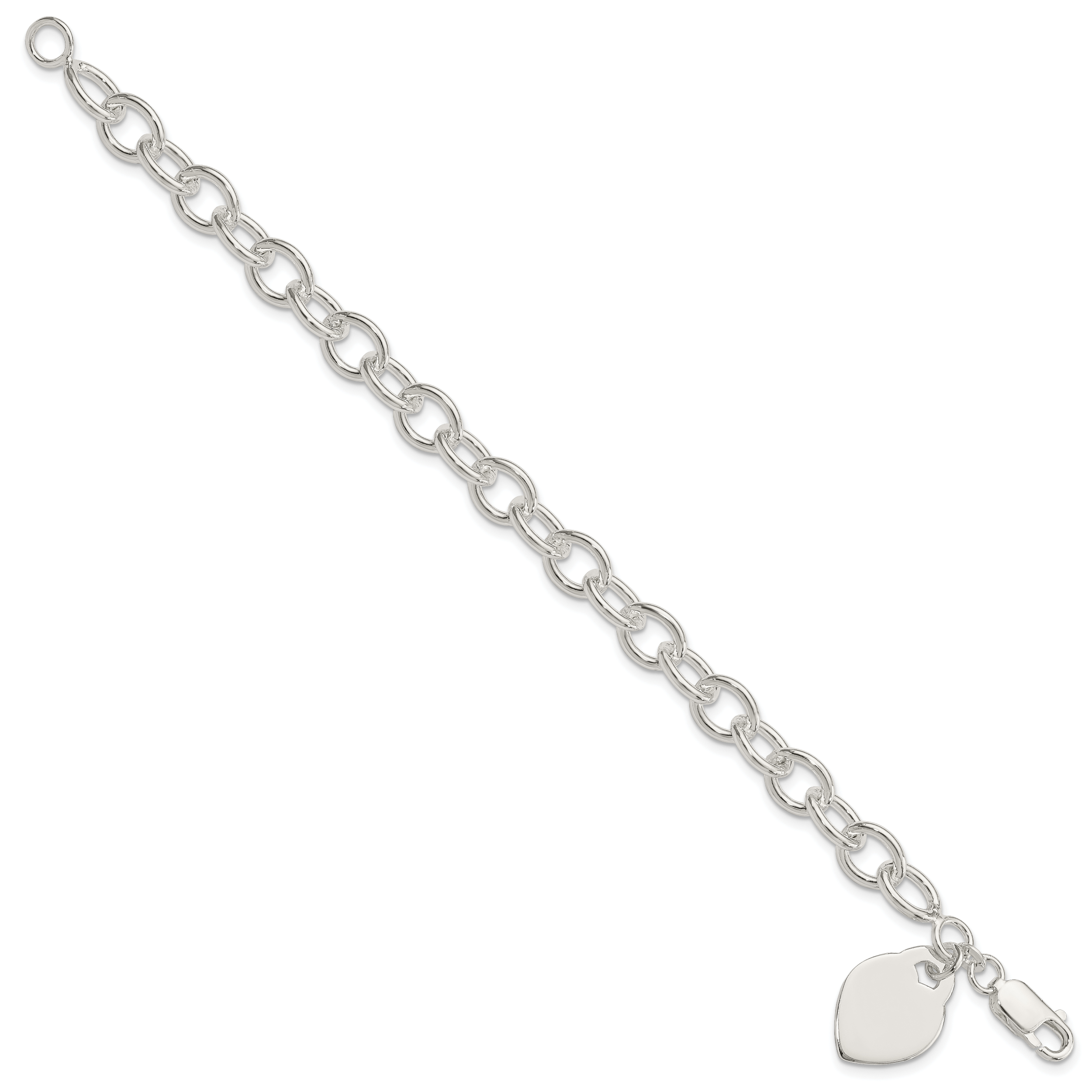 Sterling Silver Polished Engraveable Heart Bracelet Secondary image
