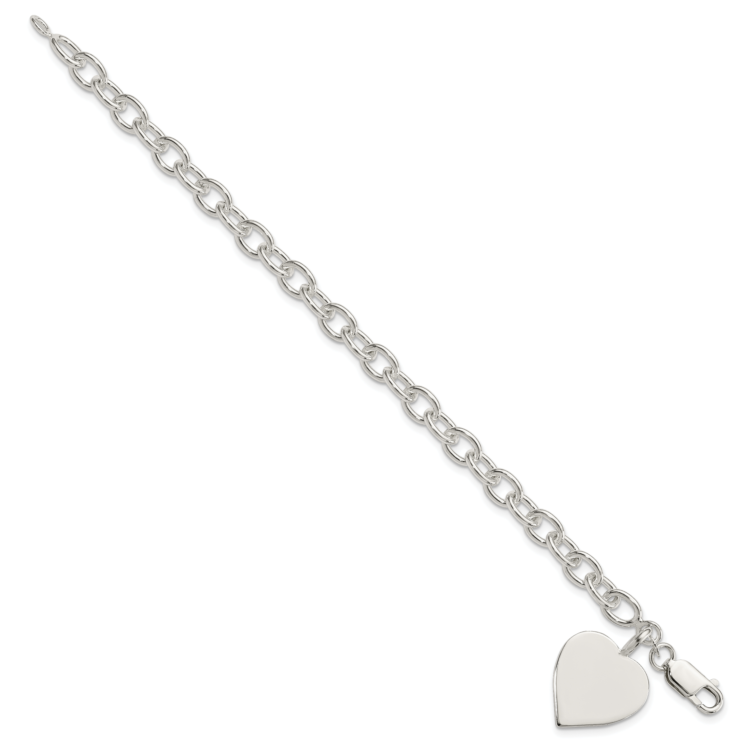 Sterling Silver Engraveable Heart Fancy Link Bracelet Secondary image