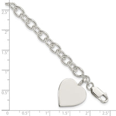 Sterling Silver Engraveable Heart Fancy Link Bracelet