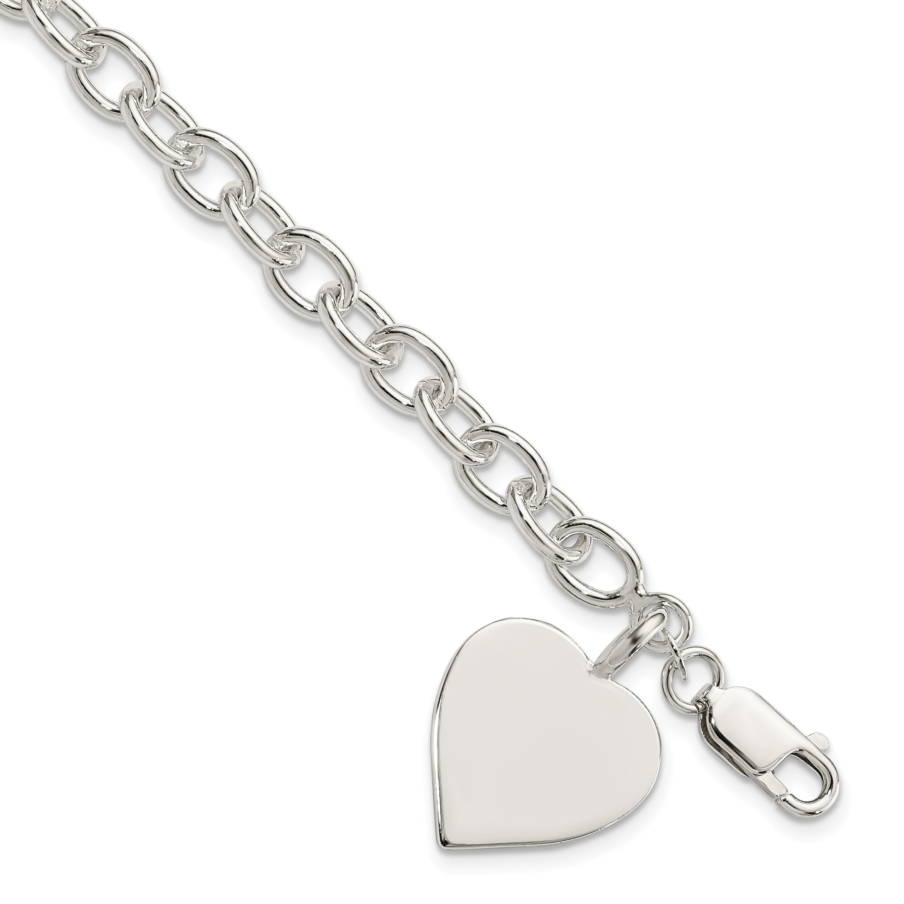 Sterling Silver Engraveable Heart Fancy Link Bracelet Main image