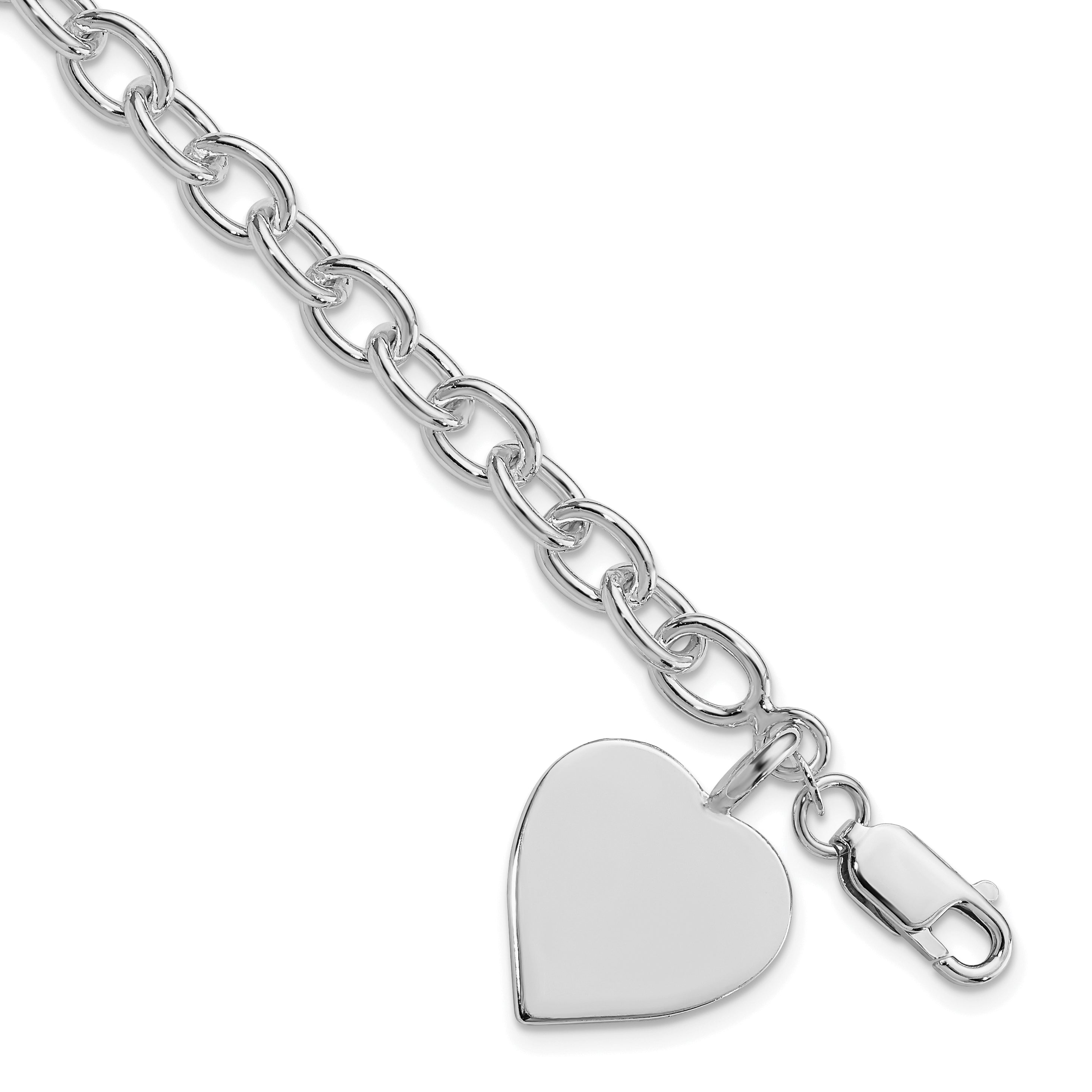 Sterling Silver Rhodium-plated Heart Fancy Link Bracelet Main image