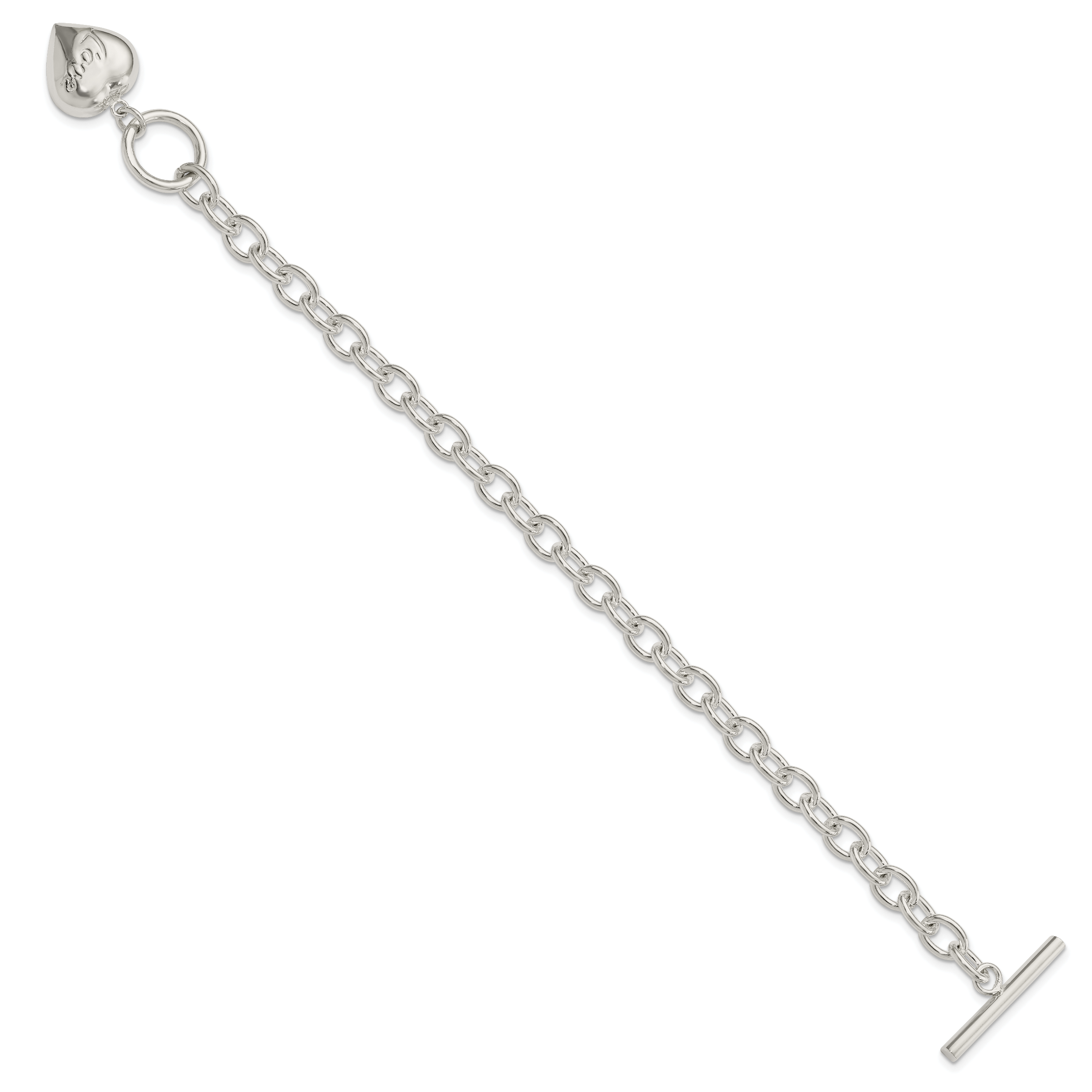 Sterling Silver LOVE Puffed Heart Charm Bracelet Secondary image
