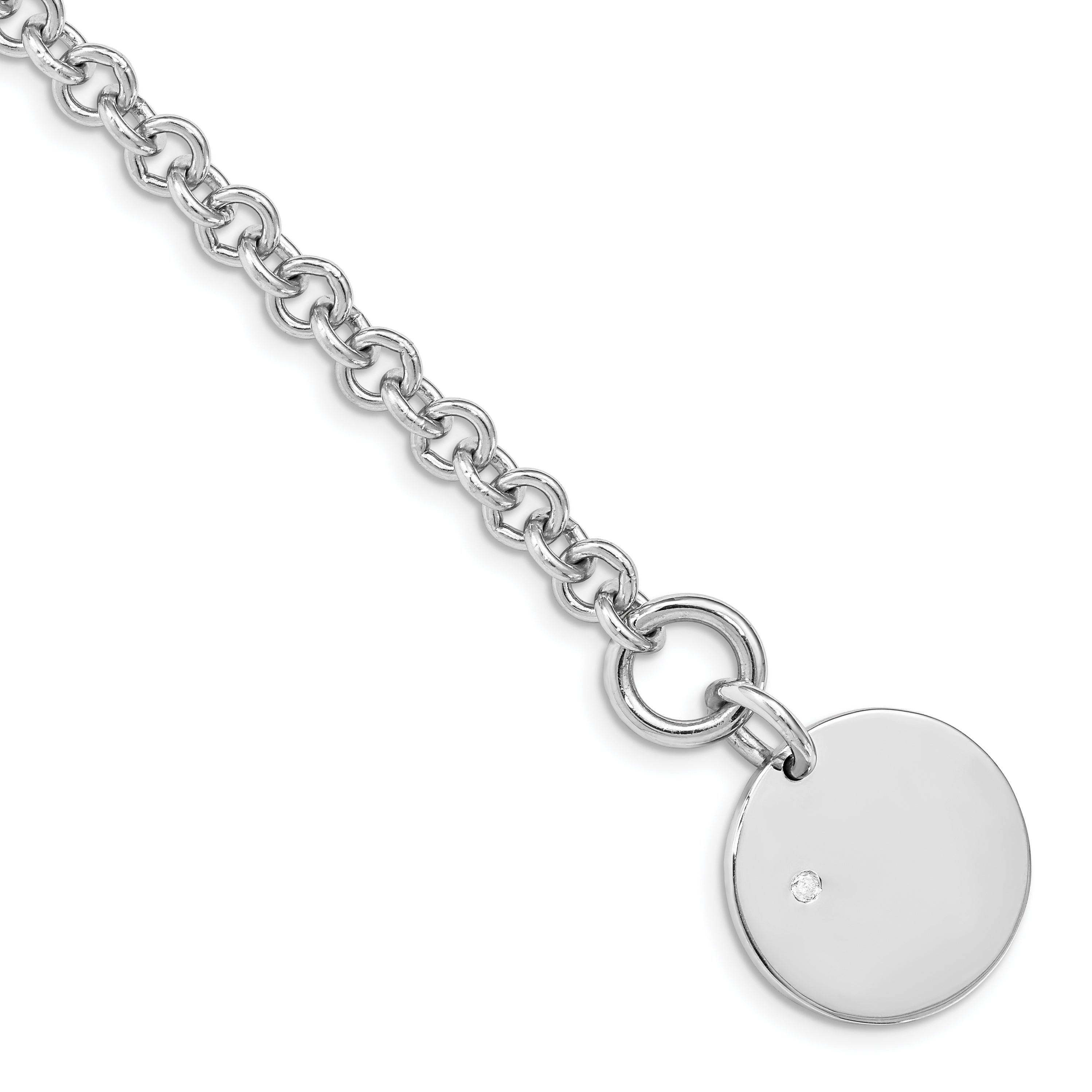 Sterling Silver Rhodium-plated .03ct Diamond Disc Bracelet