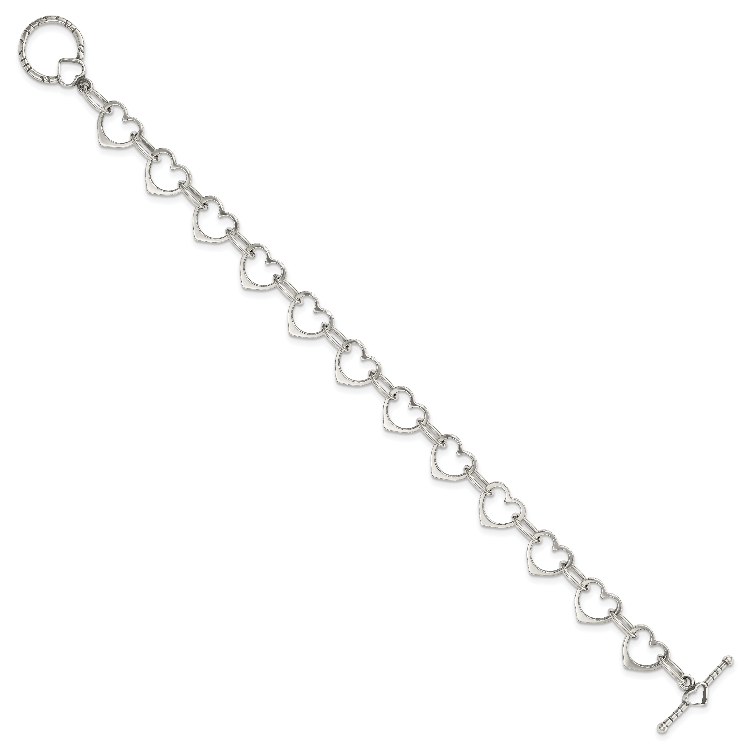 Sterling Silver Heart and Circle Link Bracelet Secondary image