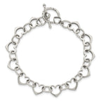Heart & Circle Link Bracelet in Sterling Silver, 10mm, 7.5 Inch - Sophia Jewelers