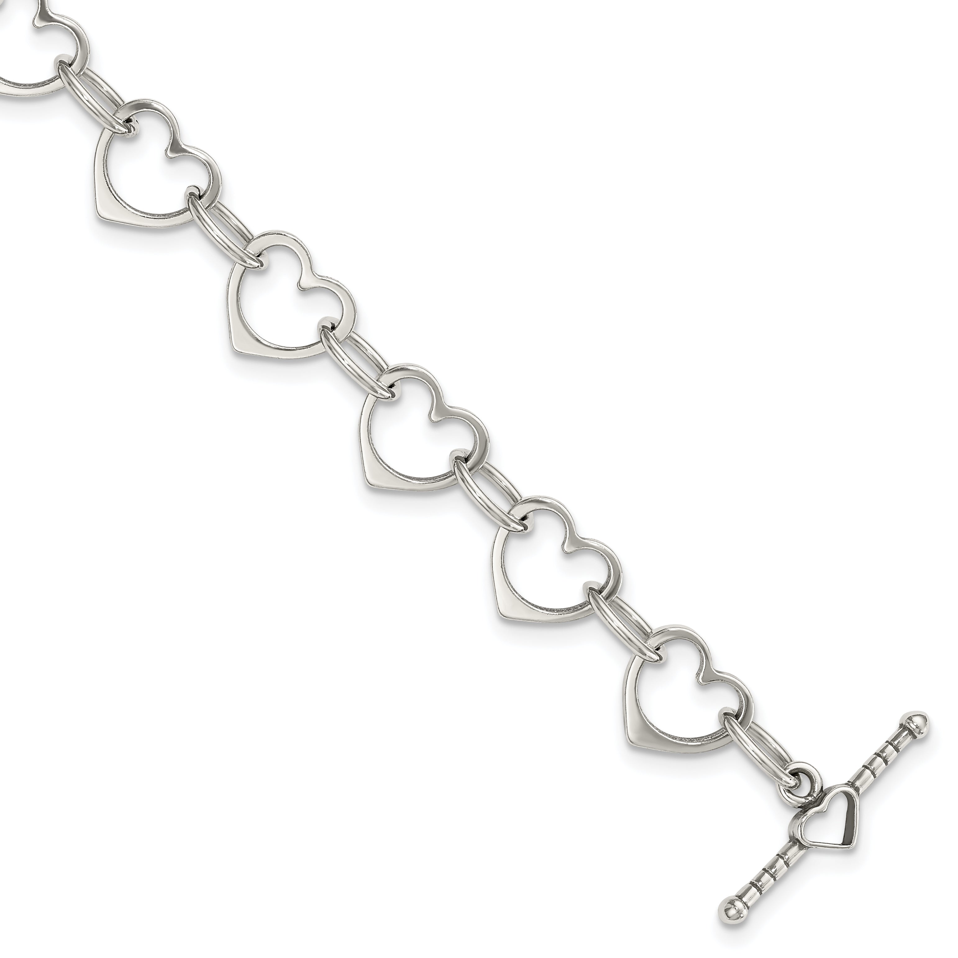 Sterling Silver Heart and Circle Link Bracelet Main image