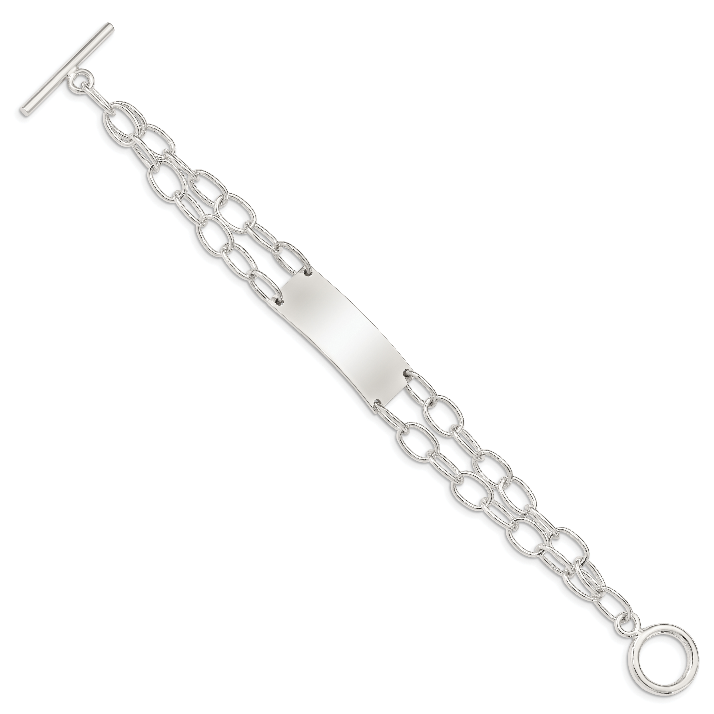 Sterling Silver Double Strand Oval Link ID Bracelet Secondary image