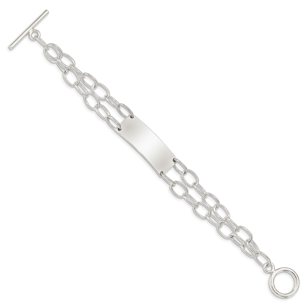 Sterling Silver Double Strand Oval Link ID Bracelet