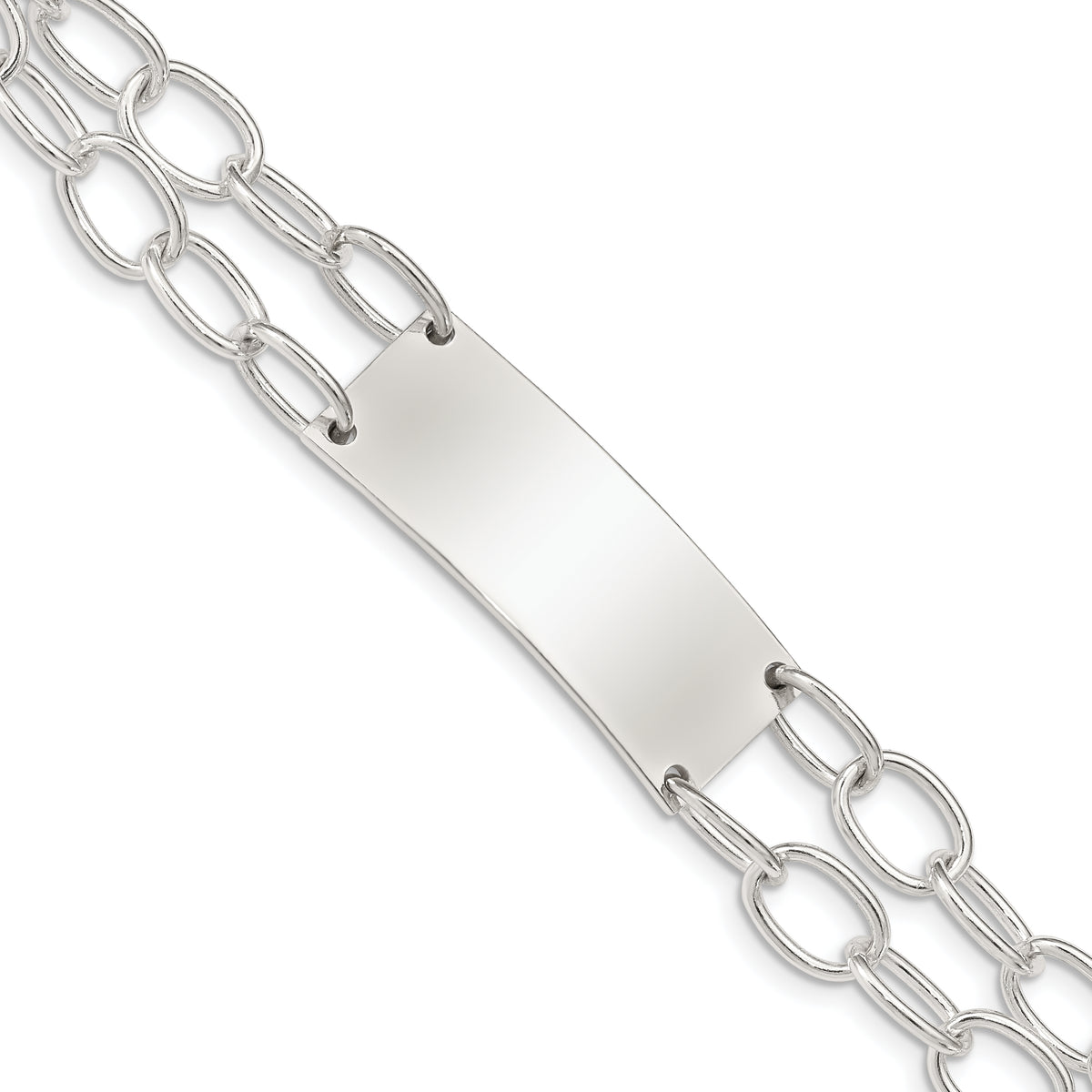 Sterling Silver Double Strand Oval Link ID Bracelet