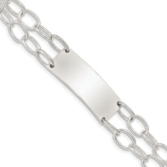 Sterling Silver Double Strand Oval Link ID Bracelet