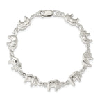 Elephant Themed Bracelet in Sterling Silver, 9mm, 7 Inch - Sophia Jewelers