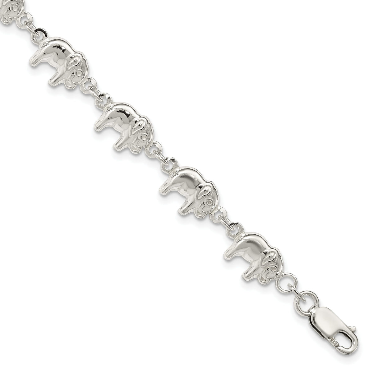 Elephant Themed Bracelet in Sterling Silver, 9mm, 7 Inch - Sophia Jewelers Main image