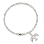 Sterling Silver Polished Dove Charm 7 inch Bracelet