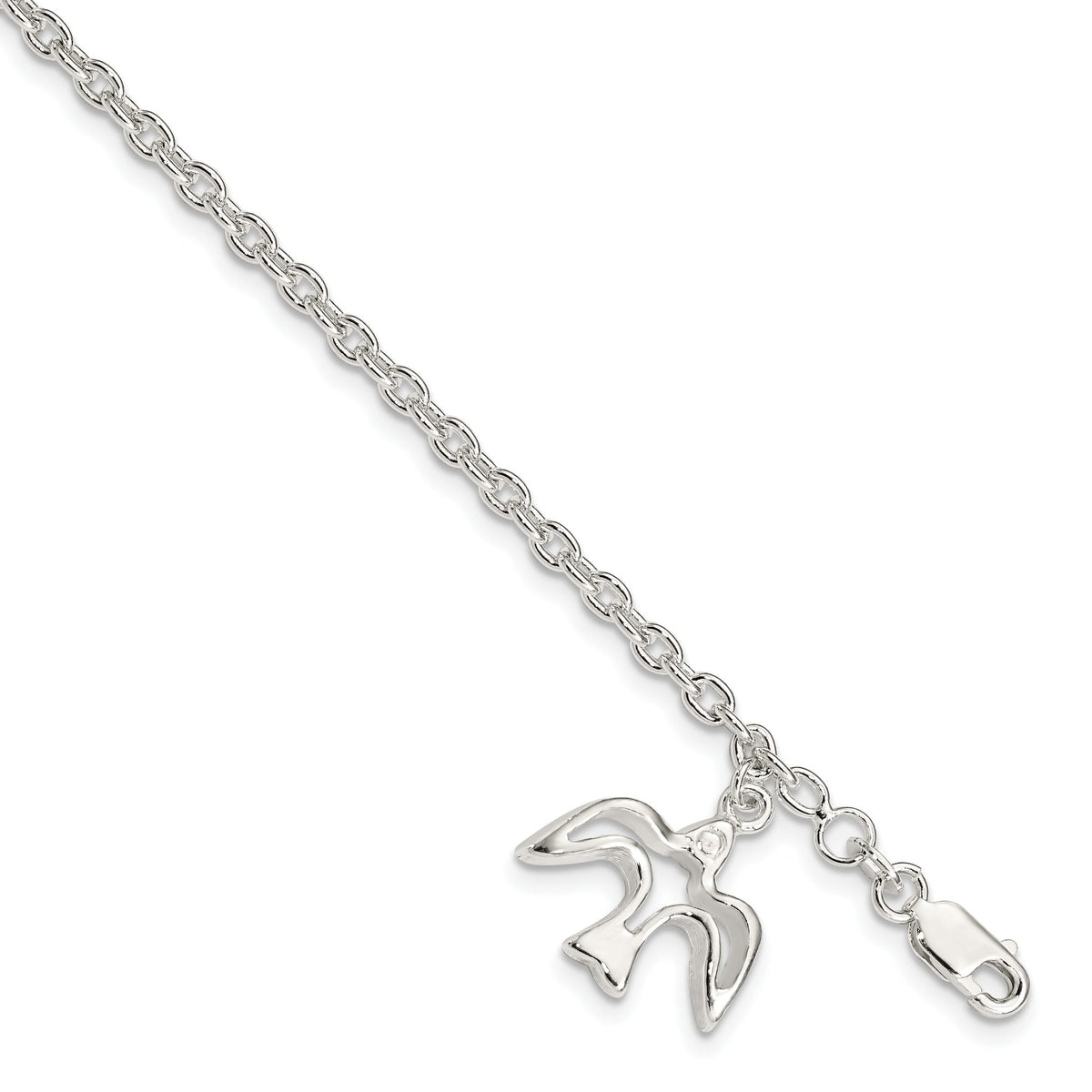 Dove Charm Bracelet in Sterling Silver, 17mm, 7 Inch - Sophia Jewelers Main image