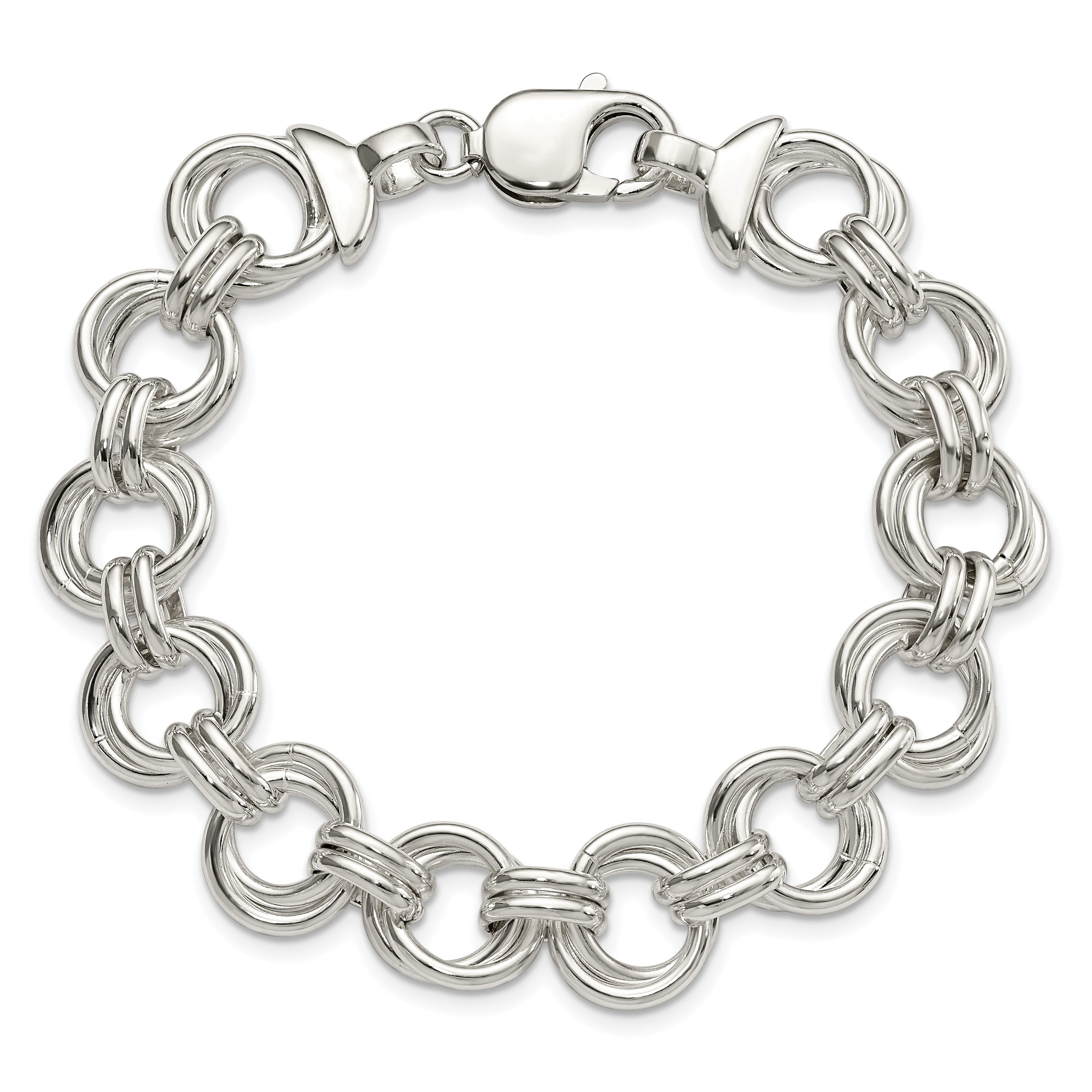 Sterling Silver Polished Fancy Link Bracelet